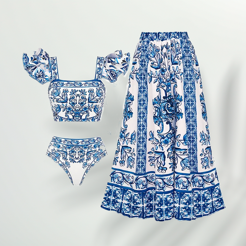 Biquíni Porcelana Azul Vintage