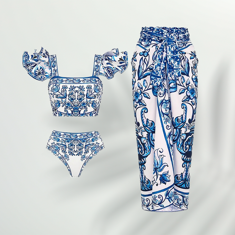 Biquíni Porcelana Azul Vintage