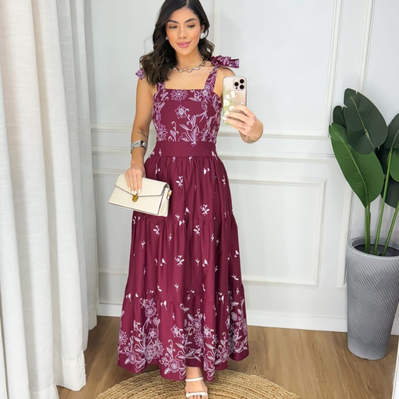 Vestido Tricoline Estampa Floral