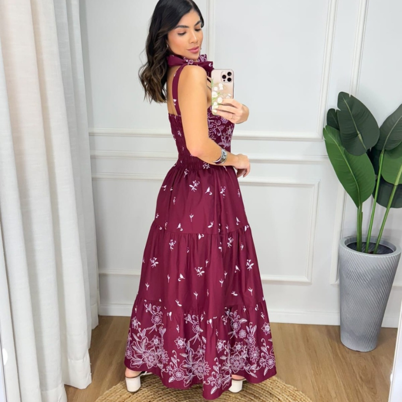 Vestido Tricoline Estampa Floral