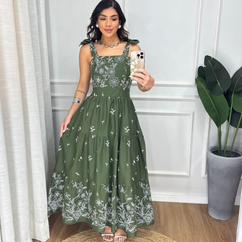 Vestido Tricoline Estampa Floral