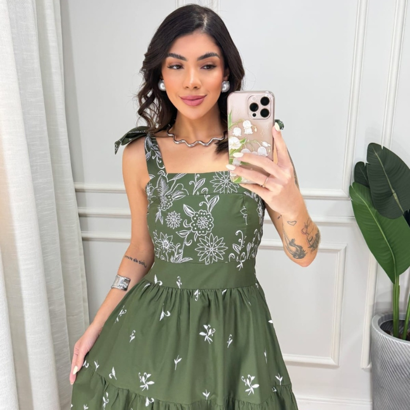 Vestido Tricoline Estampa Floral