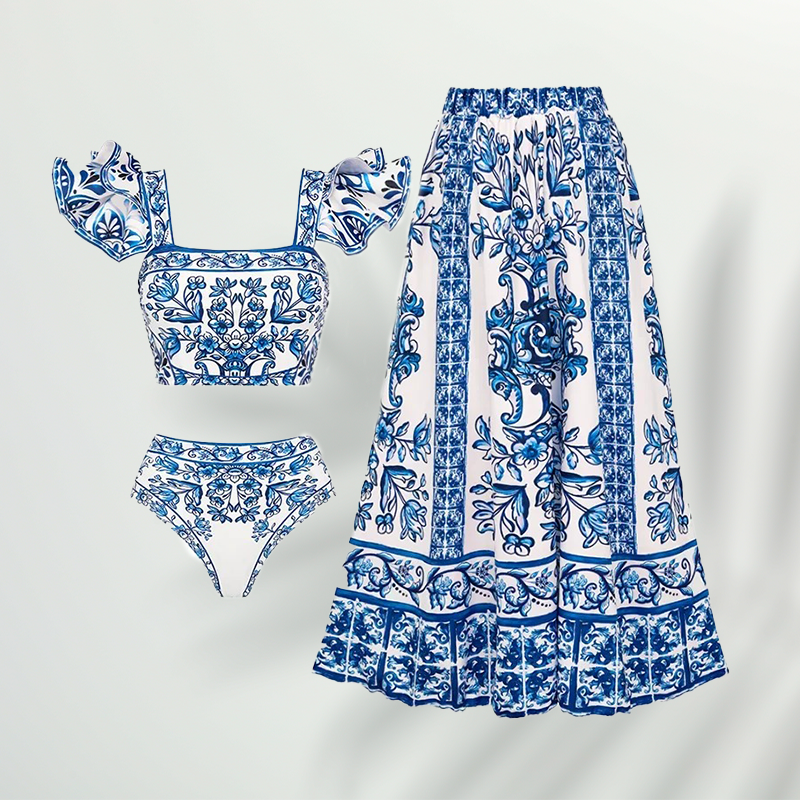 Biquíni Porcelana Azul Vintage