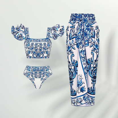 Biquíni Porcelana Azul Vintage