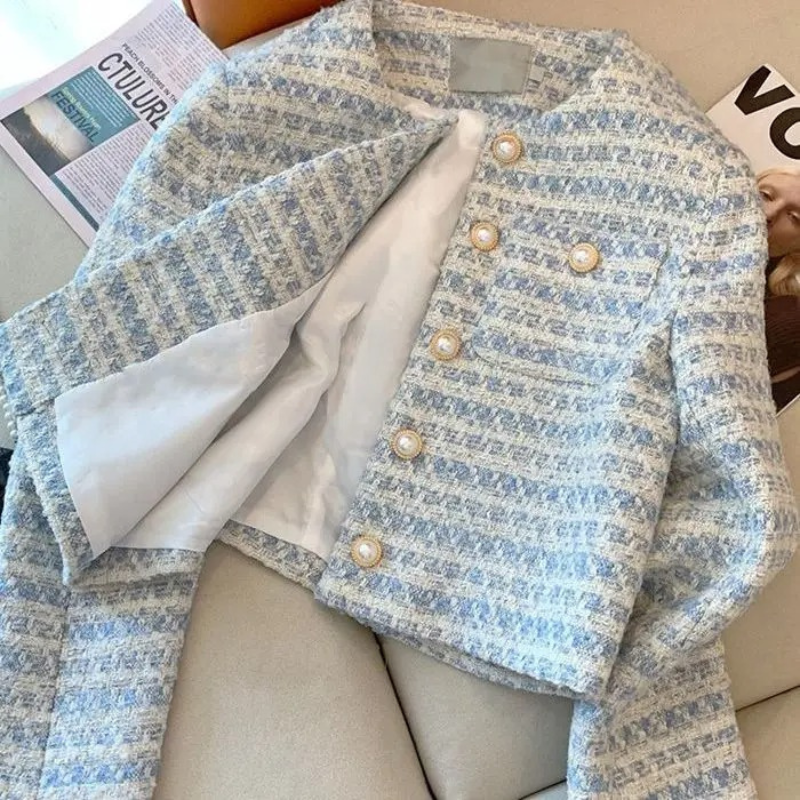 Blazer Cropped Aurora em Tweed