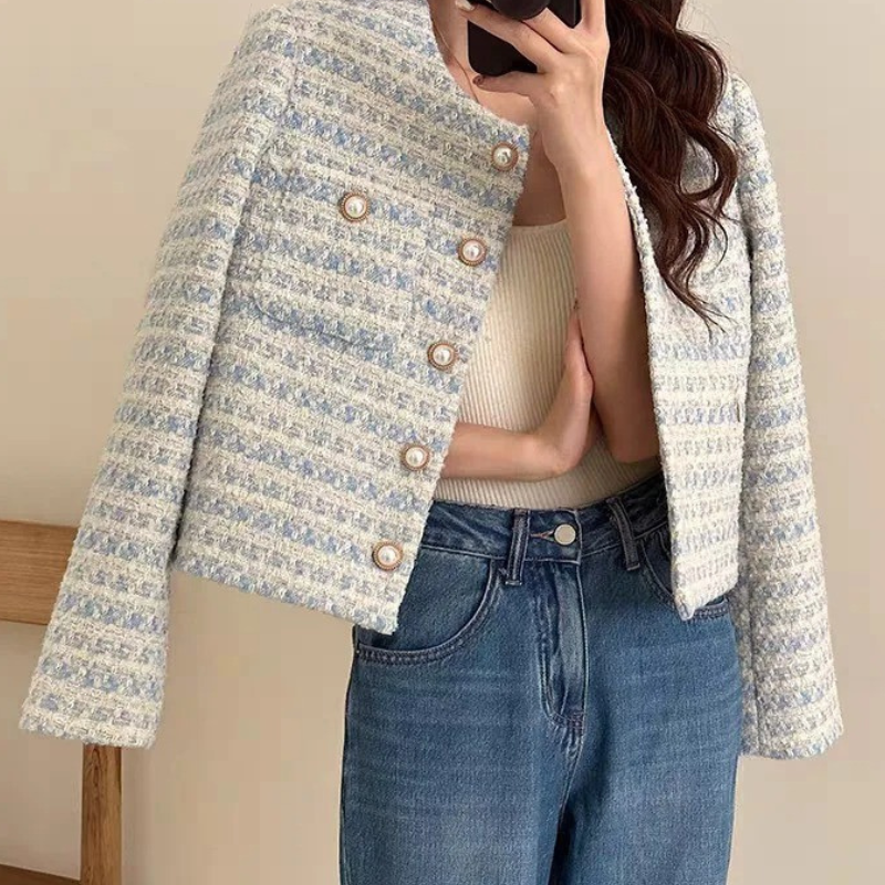 Blazer Cropped Aurora em Tweed
