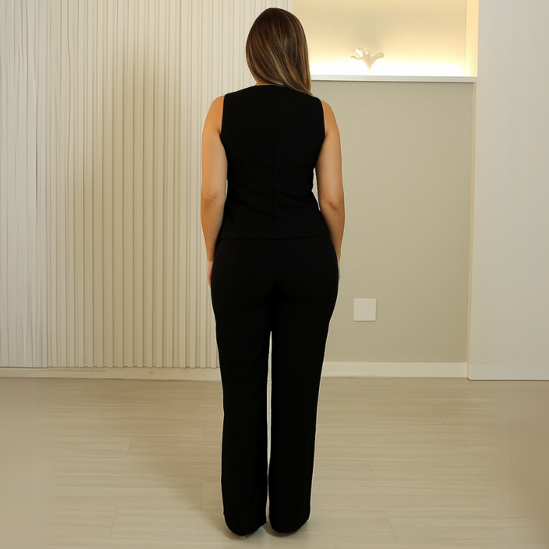 Conjunto Alfaiataria Colete e Calça Pantalona Yara
