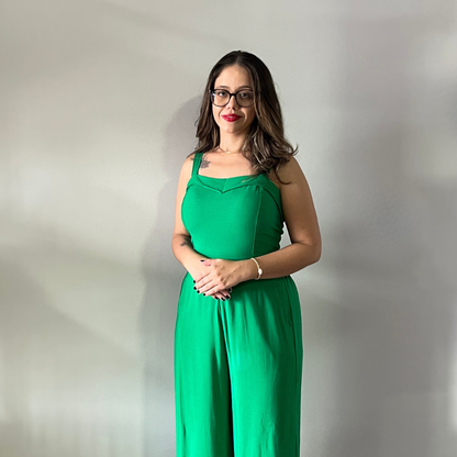 Macacão Pantalona em Viscolinho Verde