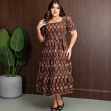 Vestido em Lese Flora Marrom