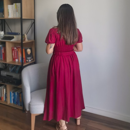 Vestido Midi em Viscose Marsala