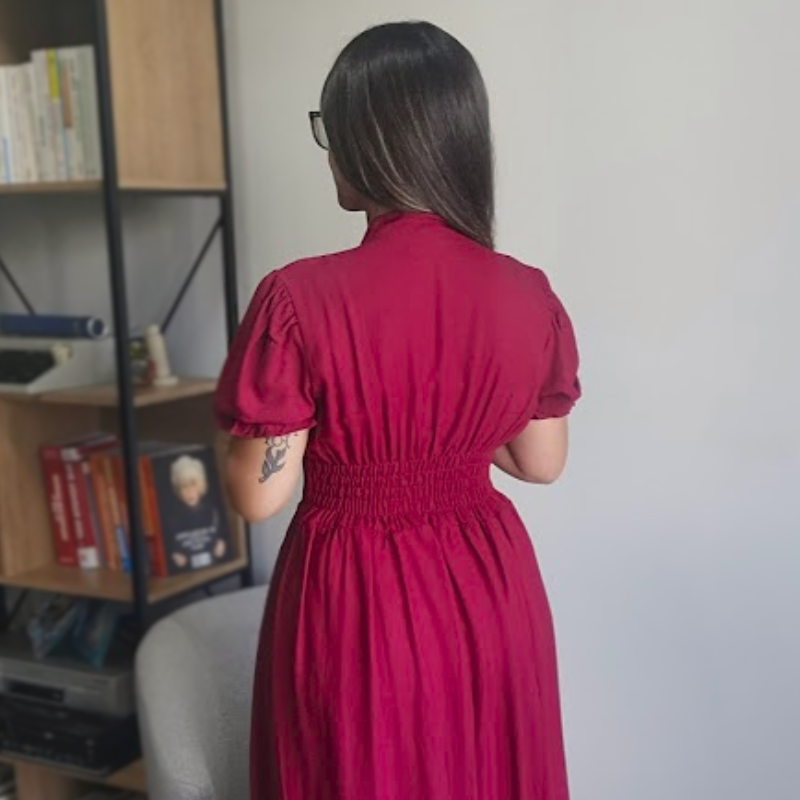 Vestido Midi em Viscose Marsala