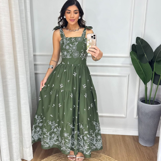 Vestido Tricoline Estampa Floral